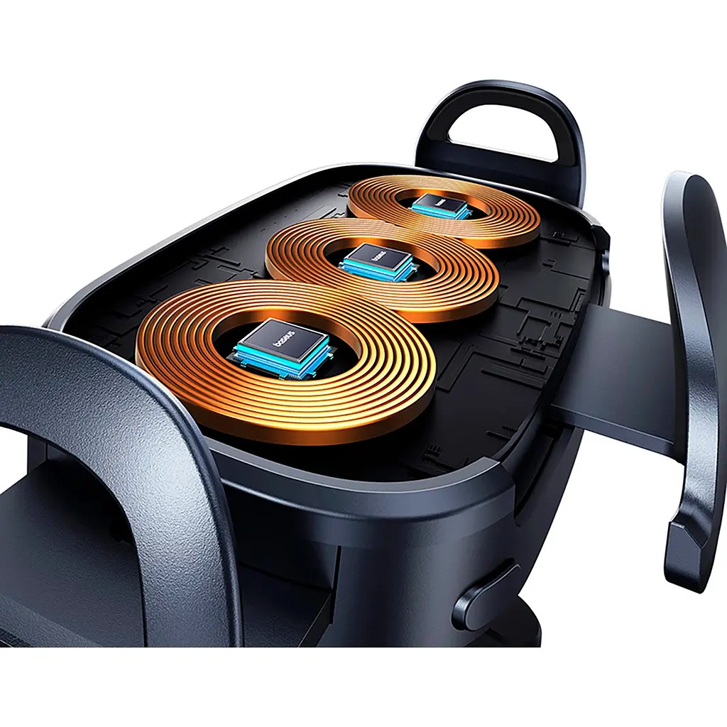 Автотримач із бездротовою зарядкою Baseus LightChaser Series Triple-Coil 15W Black (C40355901111-00) [124906] - фото 5