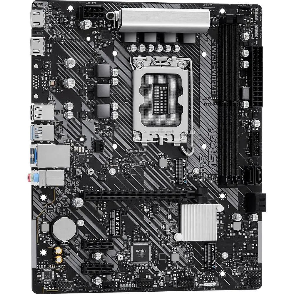 Материнська плата AsRock B760M-H2/M.2 (B760M-H2/M.2) (Socket 1700, Intel B760, Micro-ATX) - фото 2