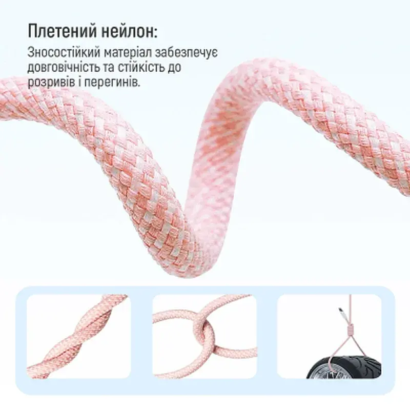 Дата кабель USB-C to USB-C 1.0m 60W 3.0А pink ColorWay (CW-CBPDCC061-P) - фото 8