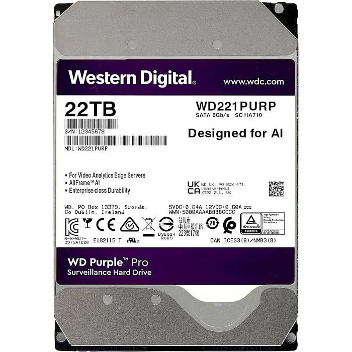 Жесткий диск Western Digital 3.5" 22TB WD (WD221PURP) - фото 2