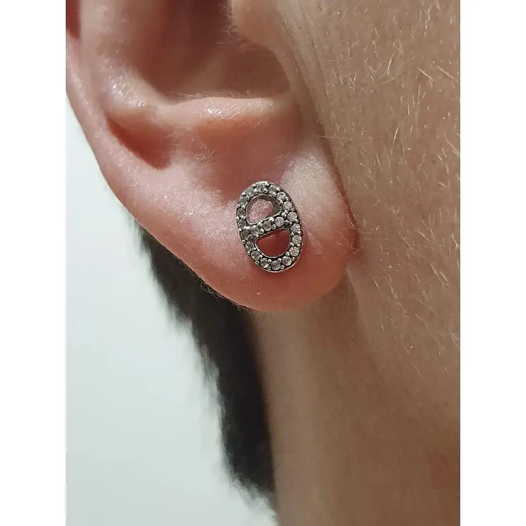 Срібні сережки-пуссети Агні ЕЛЬБА з фіанітами. 2224/1Р-CZ - фото 2