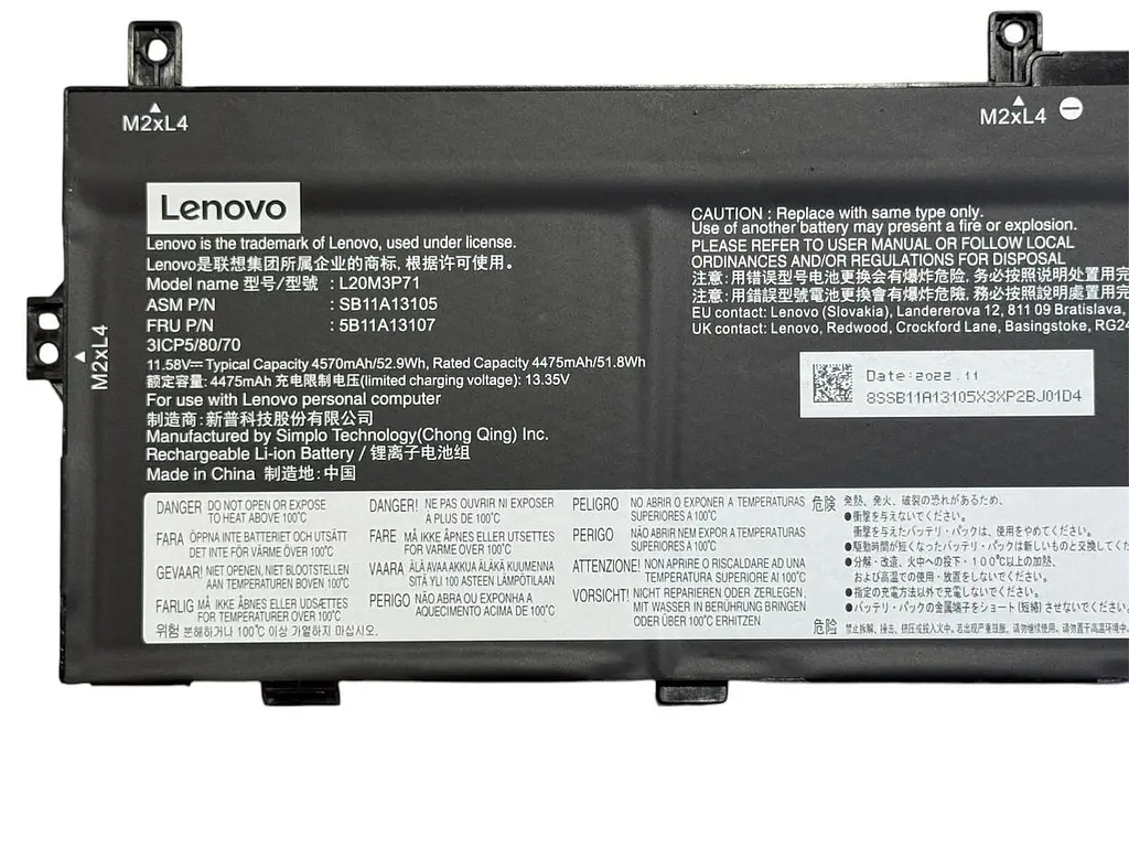 Акумулятор для ноутбука Lenovo ThinkPad X13 Yoga Gen 2 L20M3P71 - фото 3
