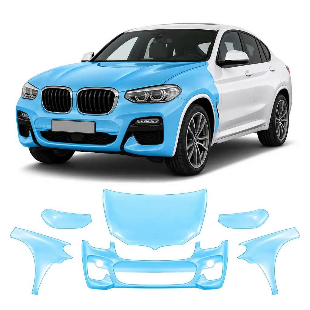 Антигравійна захисна бронеплівка за лекалами для BMW X4 G02 2018-2021 - передня частина авто (капот бампер фари крила)