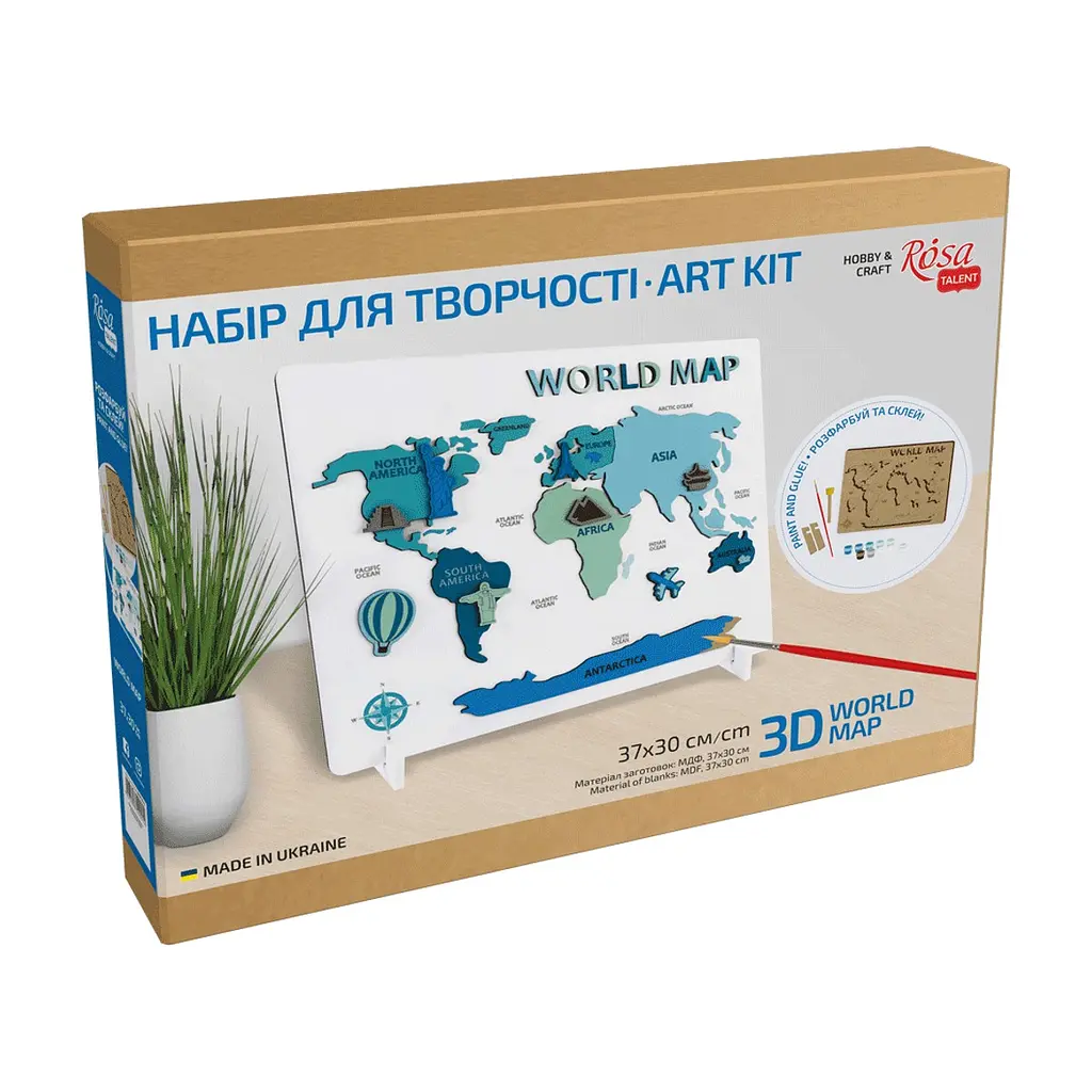 Набор для творчества Rosa Talent World Map 3D МДФ 30,5х37,5 см (4823098540014) - фото 2