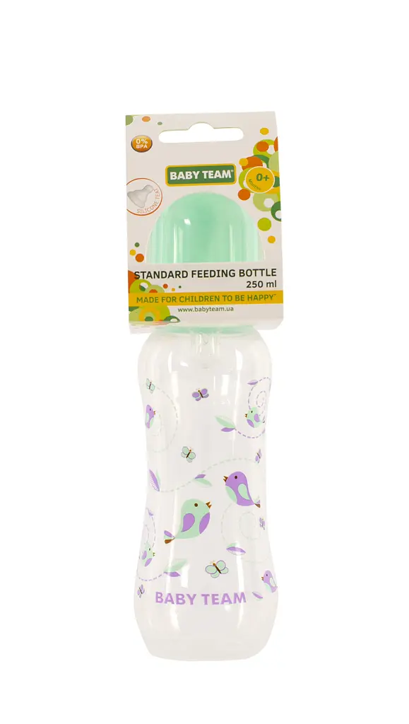 Бутылочка для кормления Baby Team, с талией и силиконовой соской, 250 мл, мятный (1121_мятный) - фото 3