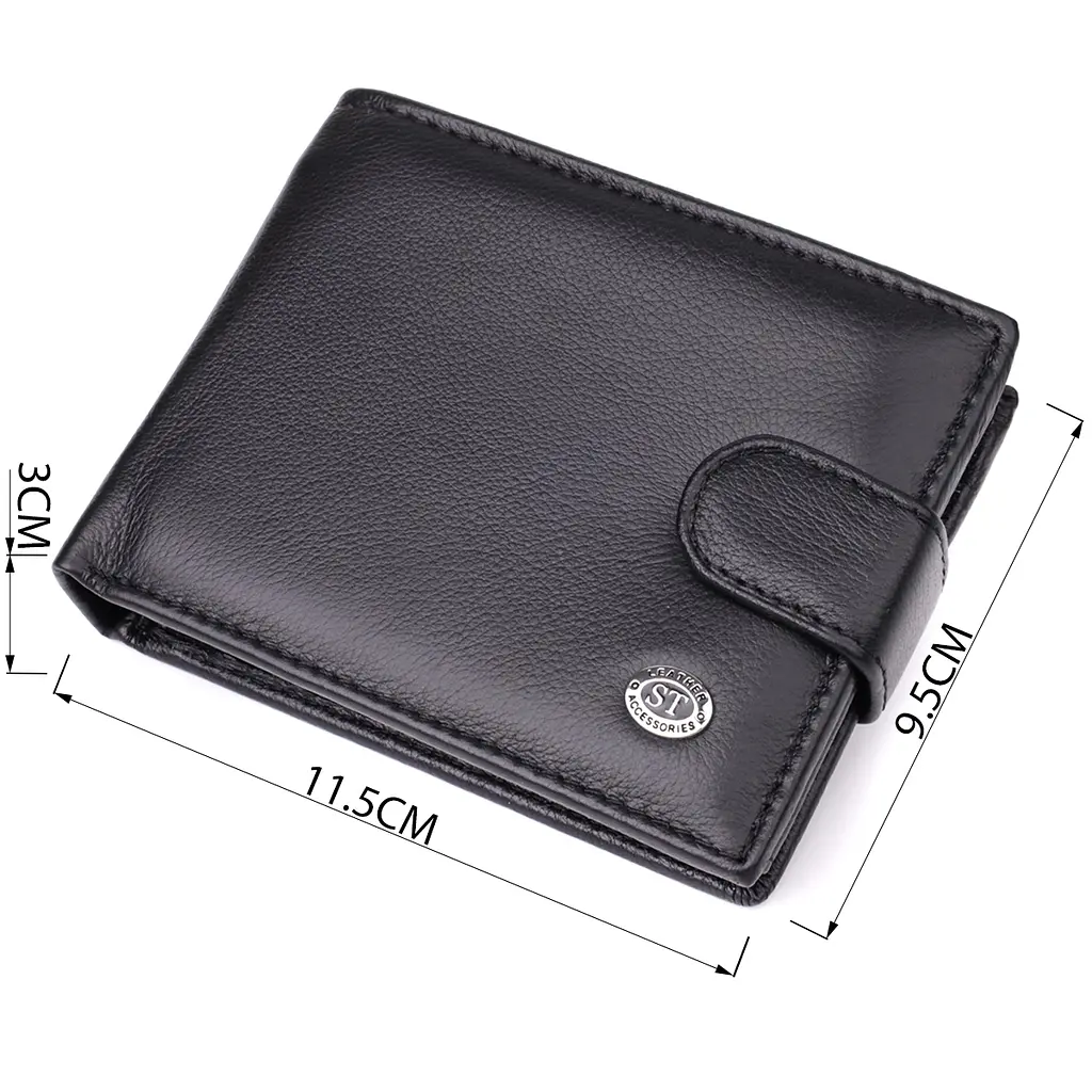 Місткий чоловічий гаманець горизонтальний з натуральної шкіри ST Leather 11.5х9.5х3 см acs0029631 - фото 3