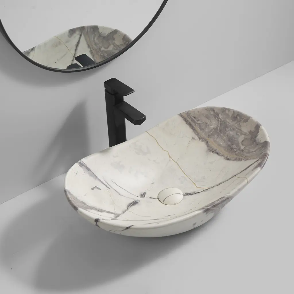 Умивальник накладний Mixxus Premium Wave-0106 marble 620x360x160 мм MP6560, Мармур - фото 6