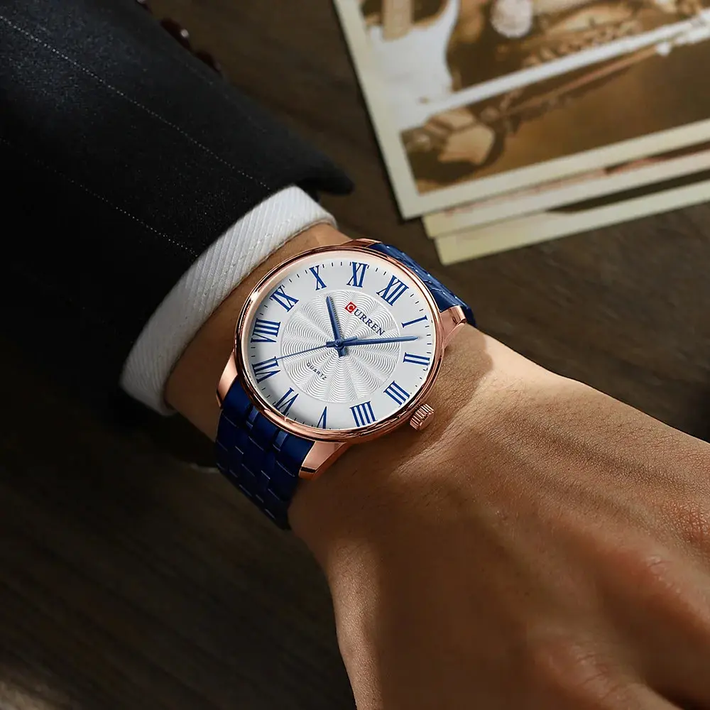 Наручний годинник чоловічий 8422 Blue-Gold-White Curren acs0031448 - фото 3