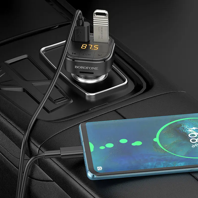 АЗУ FM модулятор Borofone BC43 Flash 18W+QC3.0 (2USB-A) Black - фото 7