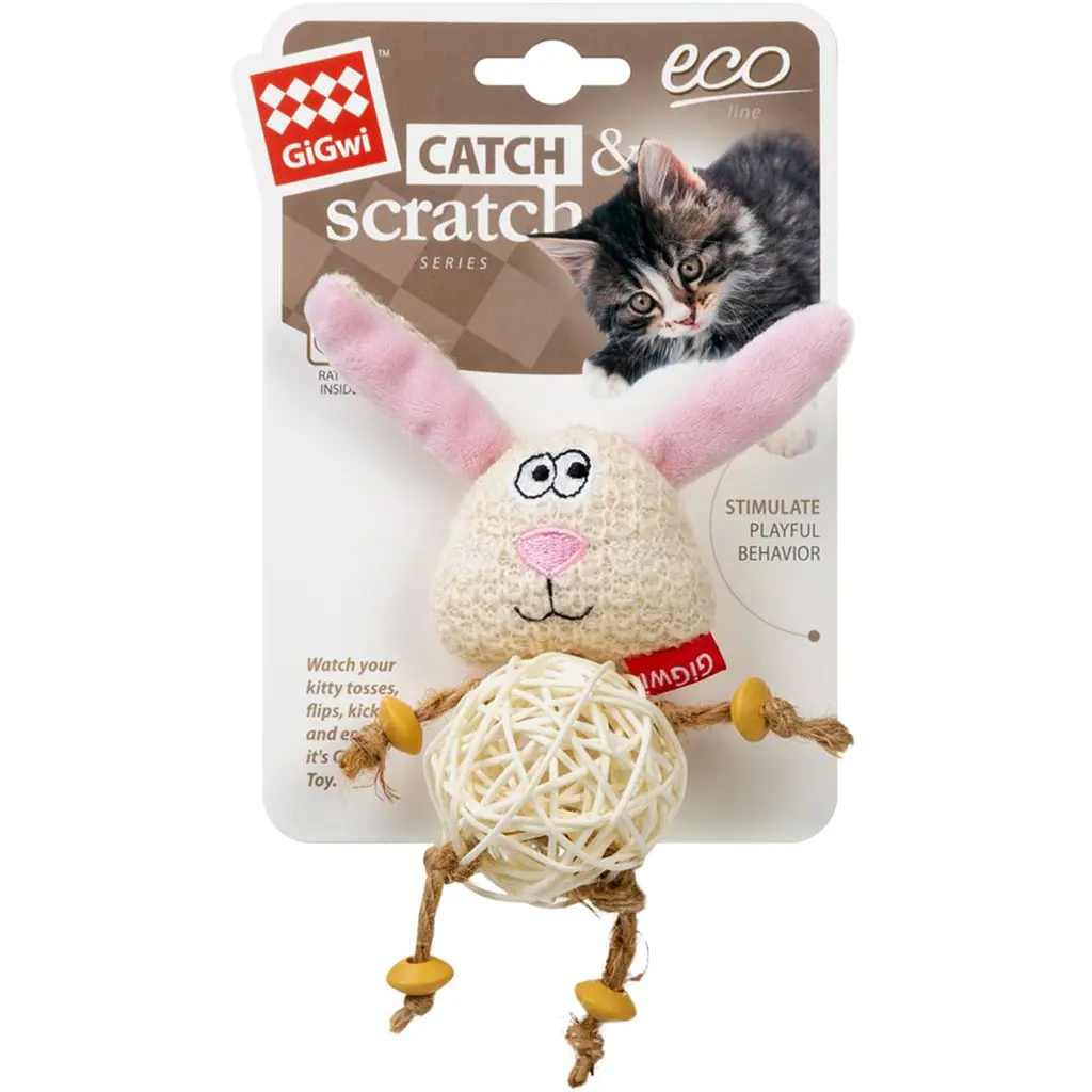 Игрушка для кошек GiGwi Catch&Scratch Зайка 10 см - фото 2