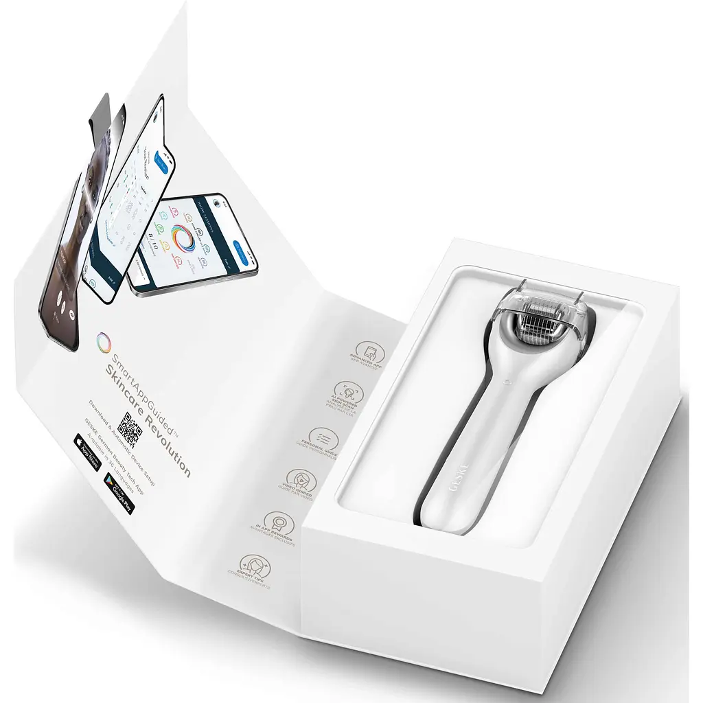 Електронний ролик для обличчя з мікроголками GESKE MicroNeedle Face Roller 9 в 1 білий - фото 6