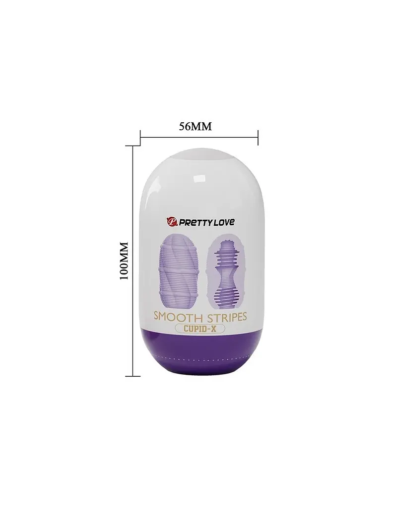 Мастурбатор мини с ребристым рельефом Pretty Love Smooth Stripes Cupid X Egg, фиолетовый - фото 4