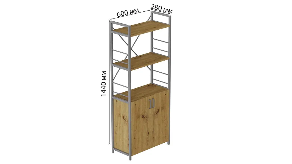 Етажерка 3/60 Ferrum-decor Серії Конект з тумбою 144x60x28 Сірий ДСП Артизан (FRD-104461) - фото 3