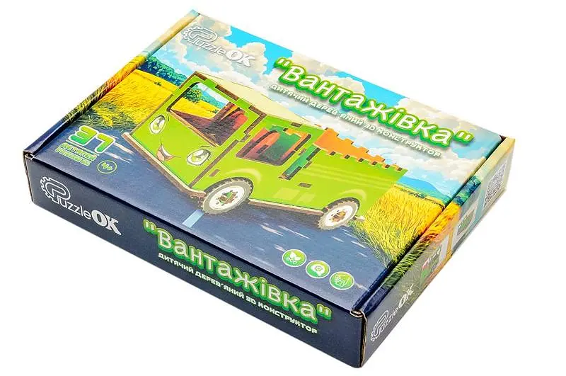 Конструктор Puz-00929 "Вантажівка" дерев'яний, 37 дит., розмір 8,7 х15х 8,2 см PuzzleOK - фото 4