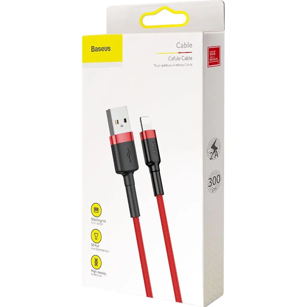 Кабель Baseus Cafule USB-A to Lightning 3m Red (CALKLF-R09) [169659] - фото 7
