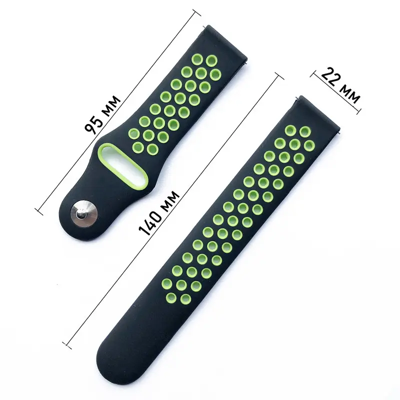 Спортивный ремешок Primolux Perfor Sport с перфорацией для часов Honor Magic Watch 2 46 мм Black Green - фото 5