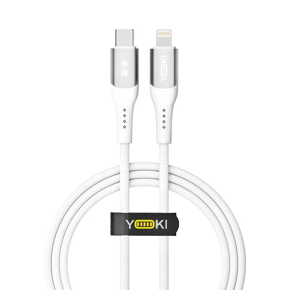 Кабель для заряджання та обміну даними Yoki YK-SO15 SOLID Series Type-C to Lightning 30W 3A/10V 1.2 м Білий