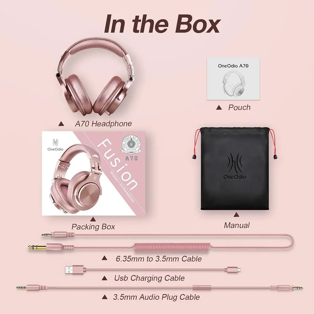 Гарнитура OneOdio Fusion A70Bluetooth + 3.5 мм/6.35 мм Rose Gold (A70 Rose Gold) - фото 4