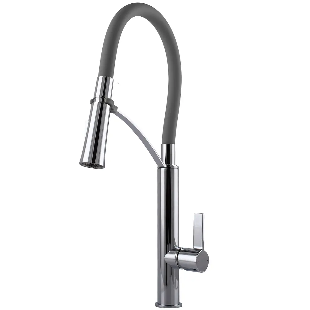 Змішувач для кухні TOPAZ MODERNO TMD-8817-H23-GR з гофро-гусаком і лійкою душ - фото 5