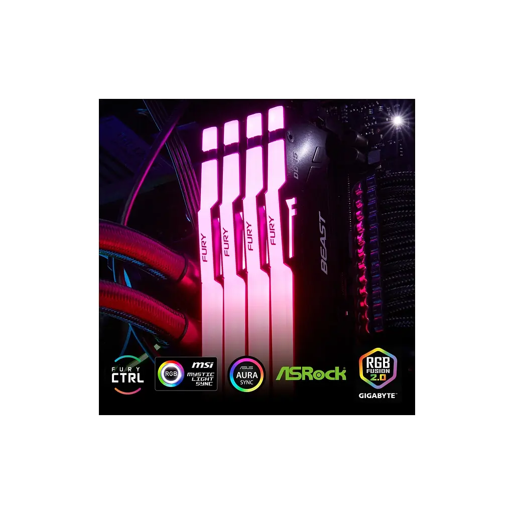 Модуль пам'яті для комп'ютера DDR5 128GB (2x64GB) 5600 MHz Beast RGB Kingston Fury (ex.HyperX) (KF556C40BBAK2-128) - фото 12