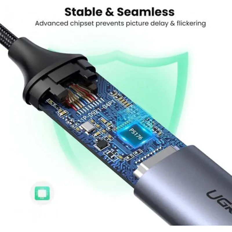 Перехідник USB2.0 Type C to HDMI V2.0 4K60Hz 10cm CM297 gray Ugreen (70444) - фото 2