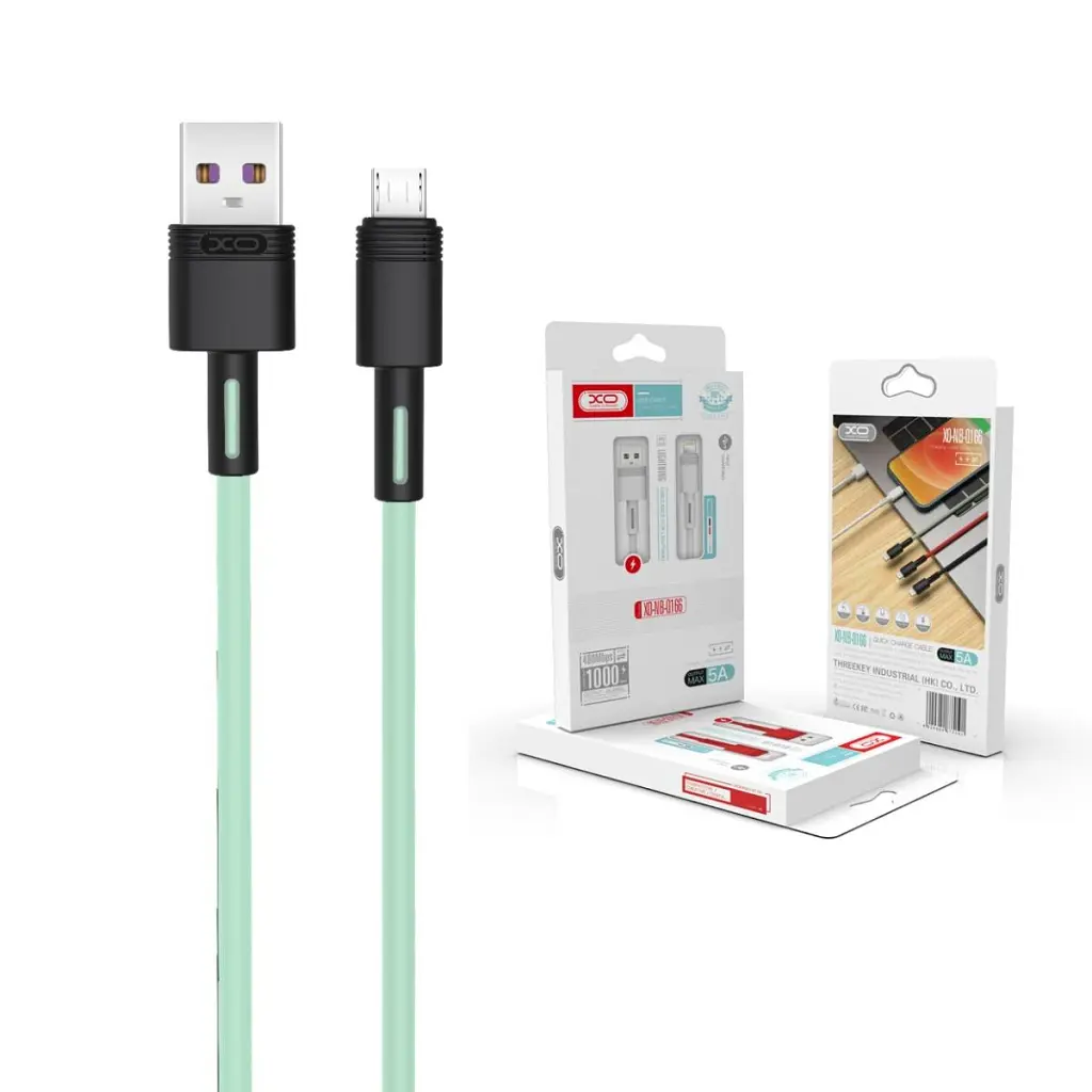 Дата кабель USB 2.0 AM to Micro 5P 1.0m 5A green XO (NB166-M-1-GR) - фото 2