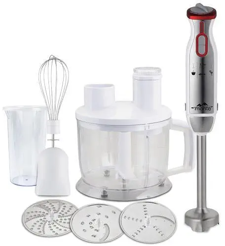 Блендер Monte MT-1910 W, білий/Inox, 1000W, занурювальний, 2 швидкості з плавним регулюванням, мірна склянка 600 мл з кришкою, велика