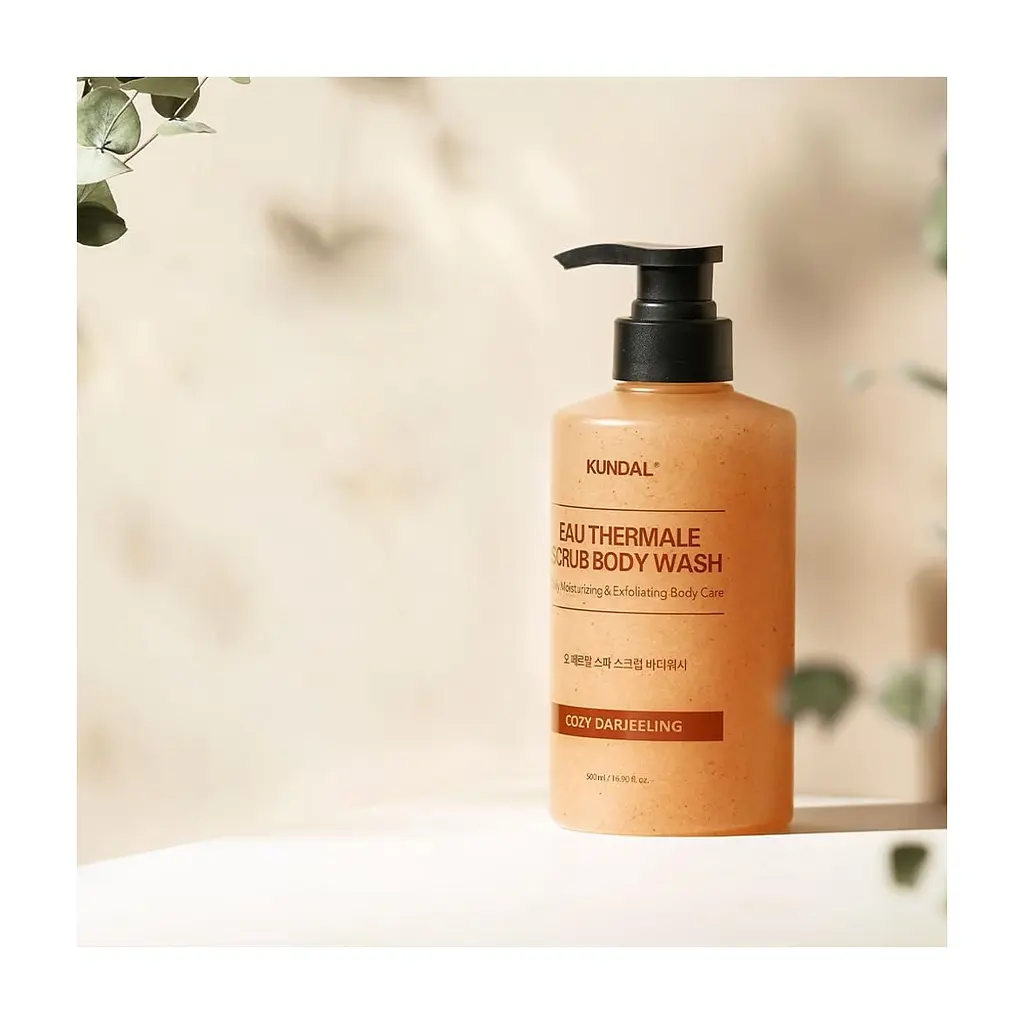Гель для душу Kundal Eau Thermal Scrub Body Wash Leather Iris 500 мл (8809809428679) - фото 3