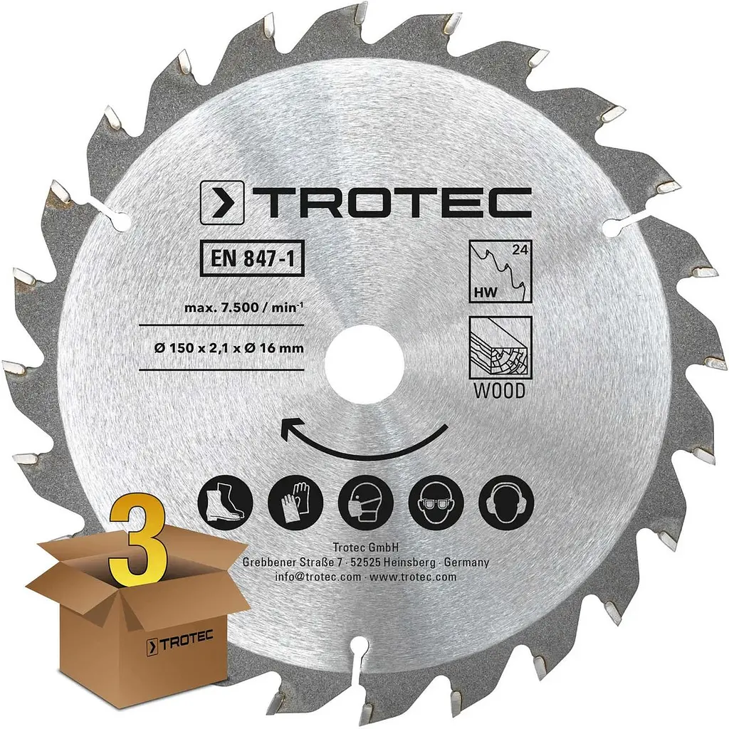 Диск пиляльний Trotec 150х16х2,1 HW24 Wood (3 шт) (6215001320) - фото 2