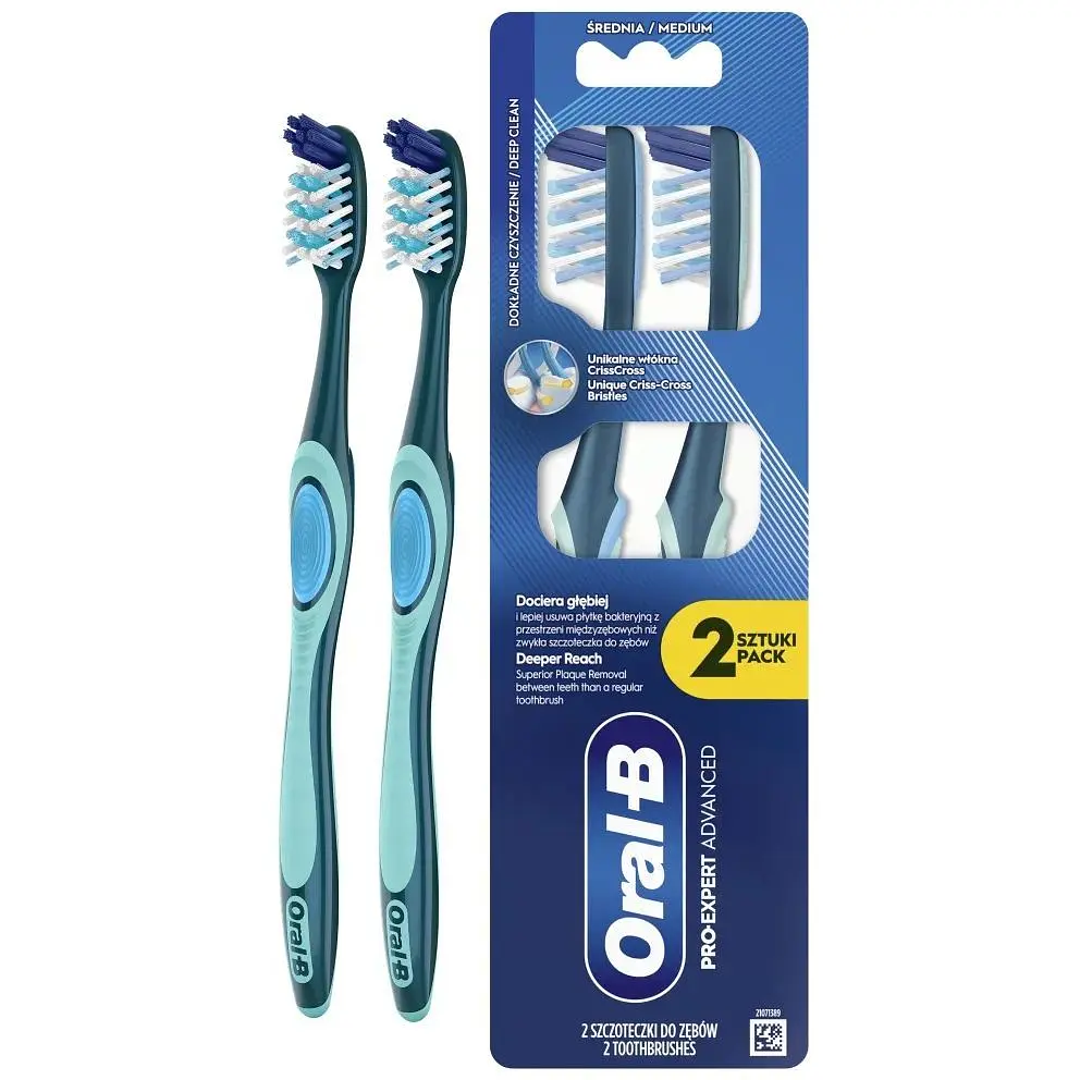 Зубна щітка Oral-B Pro-Expert Все-в-одному Середньої жорсткості 2 шт. (8700216445481)