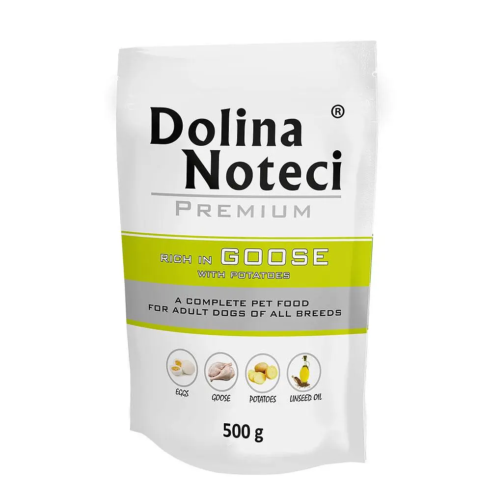 Вологий корм для собак Dolina Noteci Premium з гускою та картоплею пауч 500 г