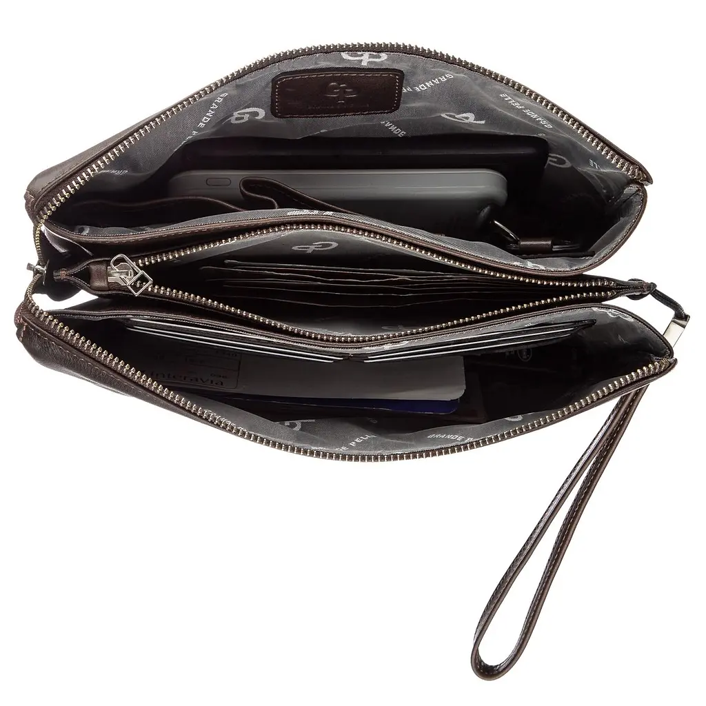 Кожаная барсетка мужская GRANDE PELLE 26х14,5х4 см acs0016114 - фото 3