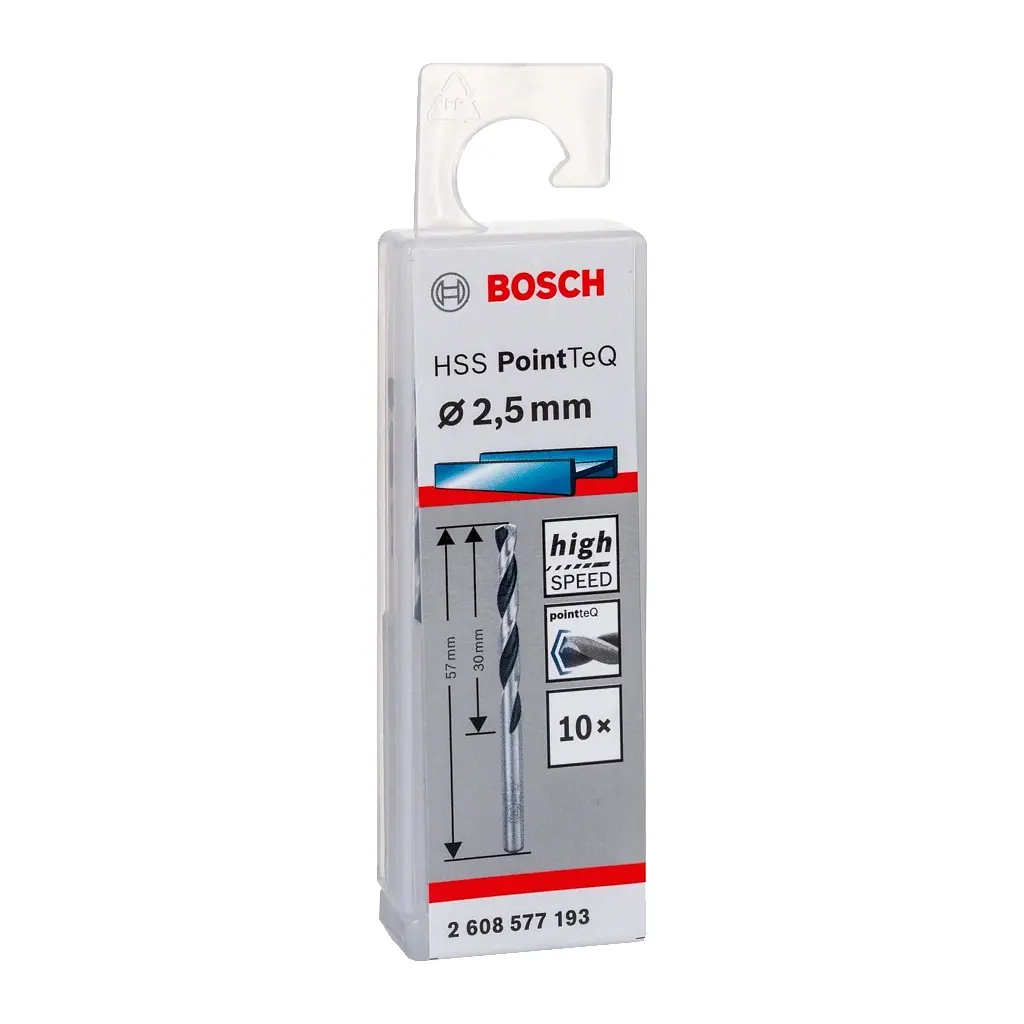 Свердло Bosch по металу HSS-PointTeQ, 2.5х30х57мм, 10шт (2.608.577.193) - фото 2