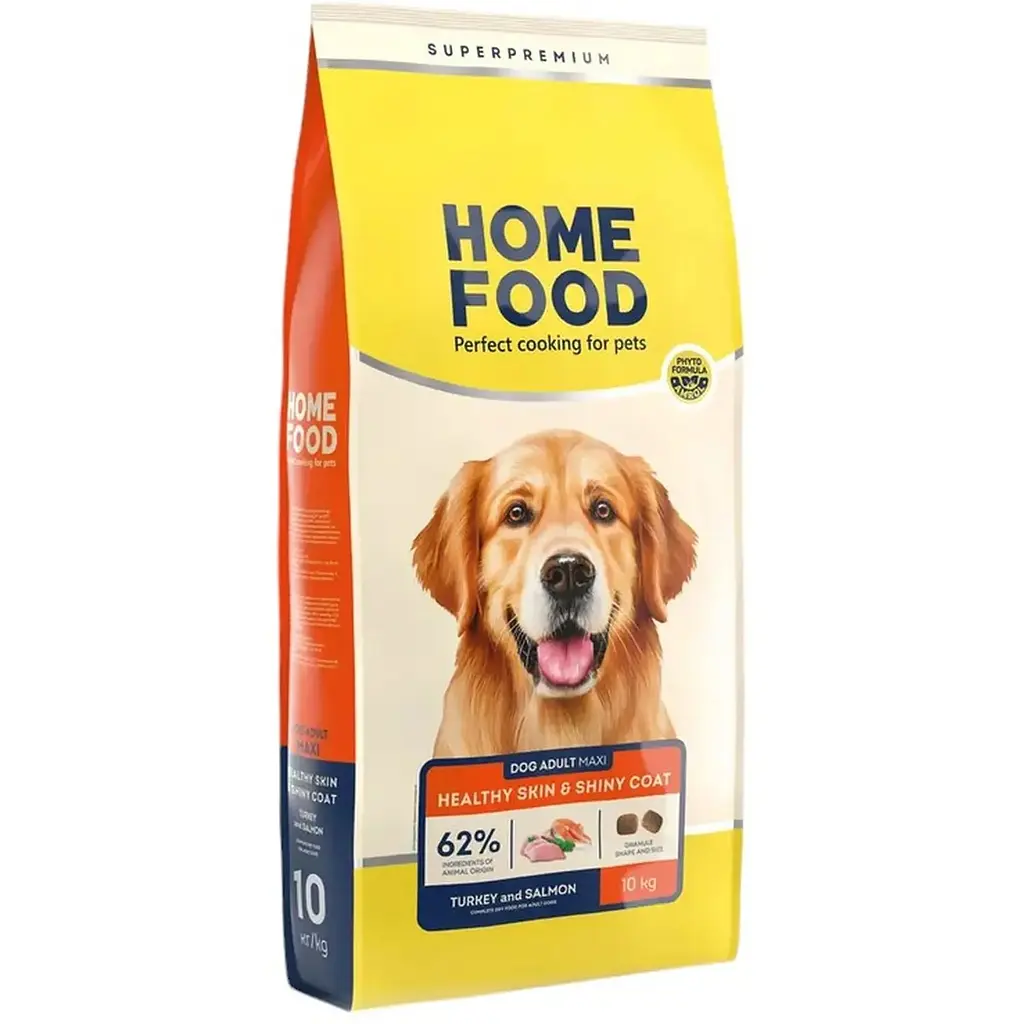 Сухий корм для собак Home Food Adult Maxi Здорова шкіра та блиск шерсті для великих порід з індичкою та лососем 10 кг