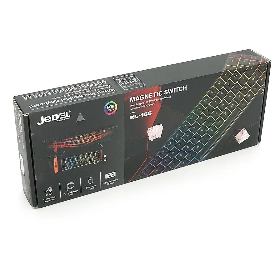 Клавіатура ігрова механічна JEDEL KL166 Hot-Swap Outemu Magnetic Swich Black - фото 4
