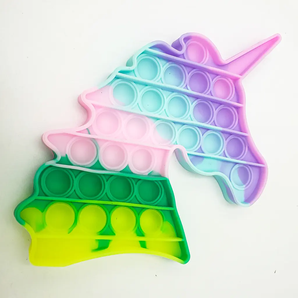 Сенсорна іграшка антистрес силіконова нескінченна пухирка поп іт UKC Pop It Fidget єдиноріг 2 різнокольоровий - фото 4