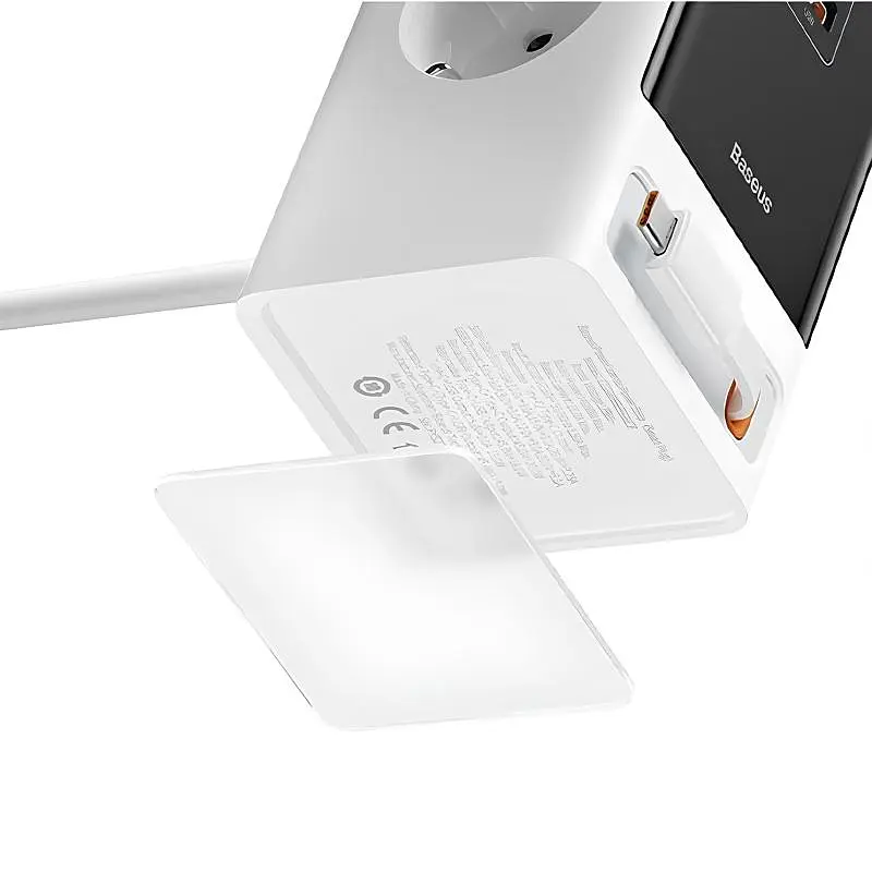 Подовжувач OS PowerCombo PD65W+QC3.0 (1USB-A/2C/2Socket) (1.5 m) (PSLR000) Glacier White Baseus teh0029517 - фото 3