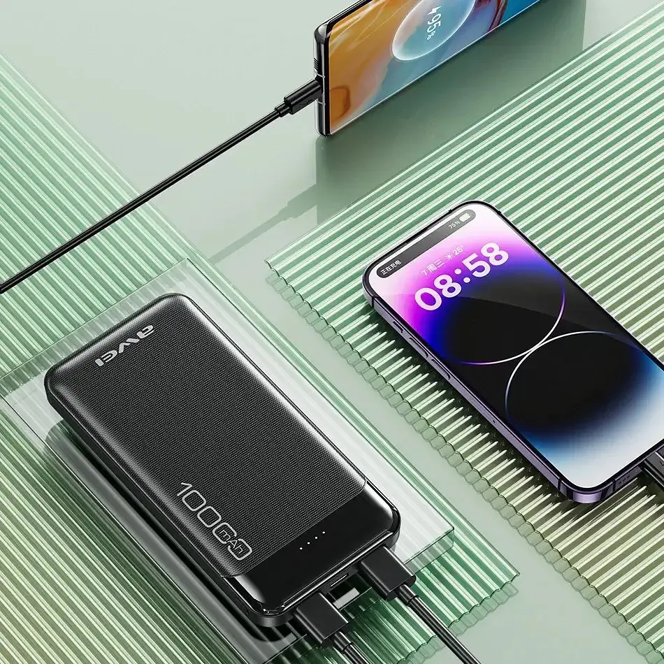 Портативний зарядний пристрій Awei P37K-10000 mAh з індикатором заряду Чорний - фото 4
