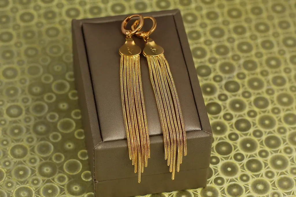 Сережки Xuping Jewelry підвіски позначки Сім променів 9 см золотисті - фото 2