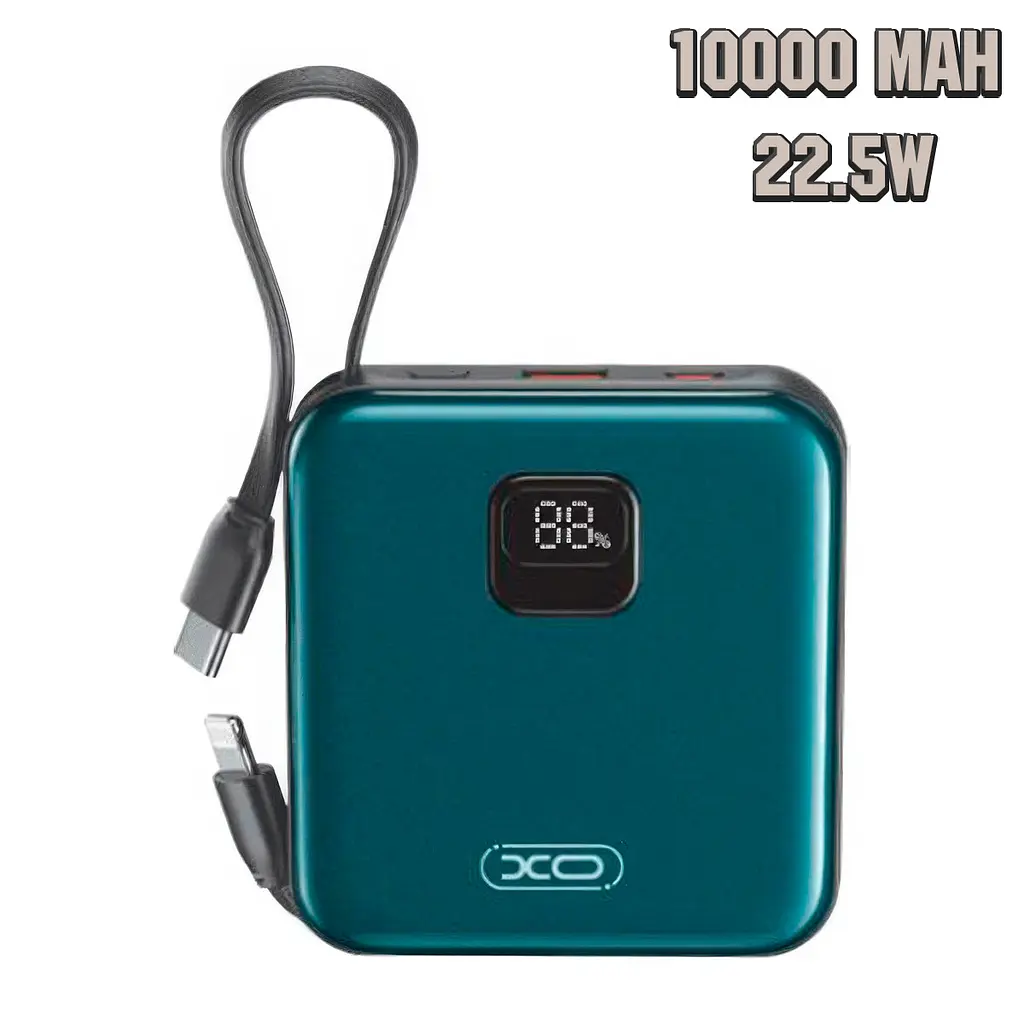 Powerbank 10000 mAh блакитний повербанк маленький з кабелем type c XO PR235 22.5W, павербанки - фото 3