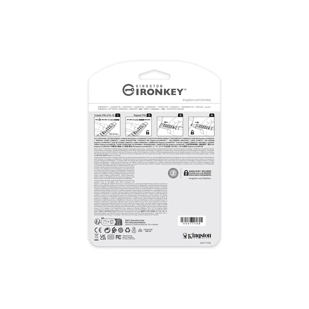 USB флеш накопичувач Kingston 128GB IronKey Keypad 200 Type-C Encrypted Blue USB 3.2 (IKKP200C/128GB) - фото 7