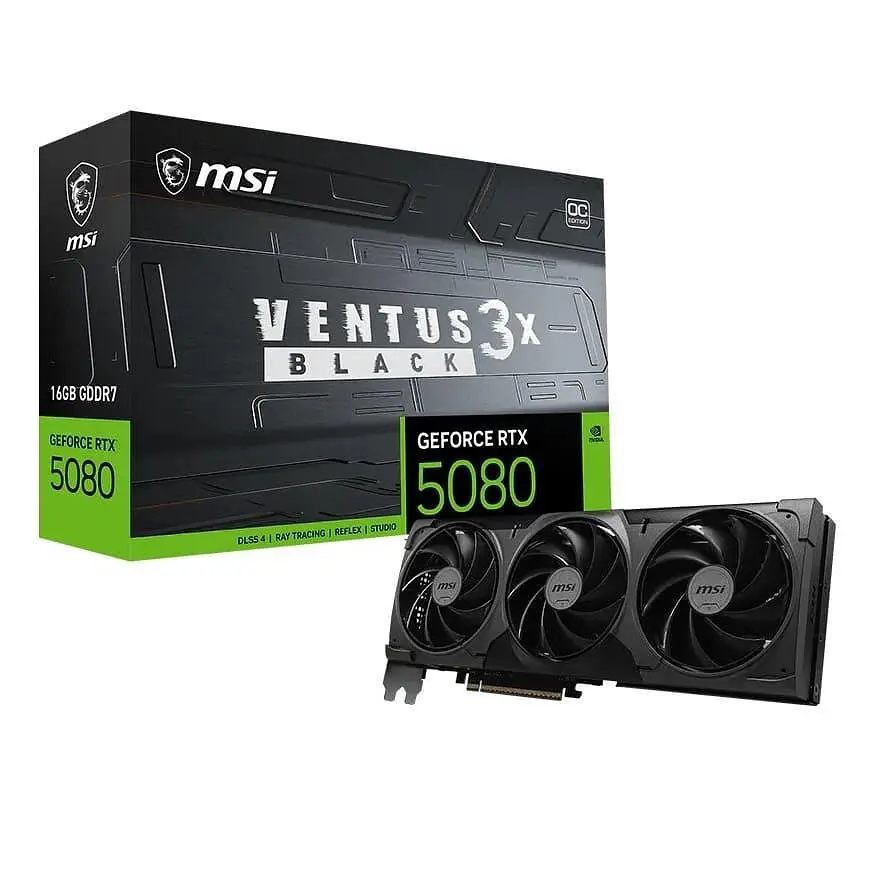 Відеокарта MSI RTX 5080 16G VENTUS 3X OC BLACK (GeForce RTX 5080 16G VENTUS 3X OC BLACK) (GDDR7, 256 bit, PCI-E v5.0 x16) - фото 7