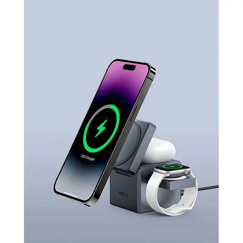 Беспроводное зарядное ANKER MagGo Wireless Charging Station 15W 3-in-1 Cube Y1811G11 - фото 4