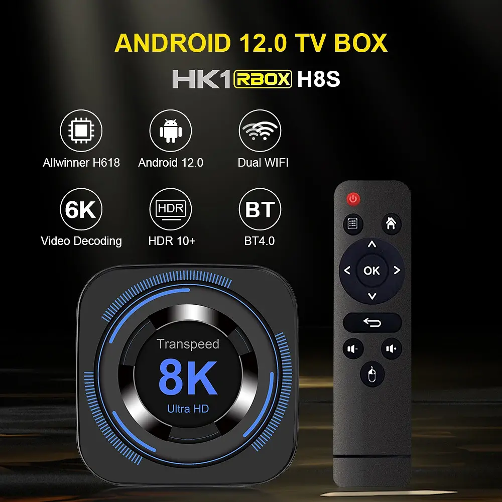 Transpeed H618 2/16Gb, Смарт ТВ приставка, медіаплеєр Android SmartTV Box 8K HDR , налаштування Android TV у подарунок, YouTube та фільми без реклами - фото 5