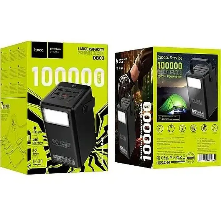 Портативная батарея Hoco DB03 Endure 22.5W PB Lamp 100000 mAh Black - фото 5