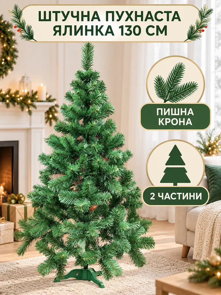 Сертифікована ялинка штучна пухнаста Казкова YaLINKA S13 130 см - фото 2