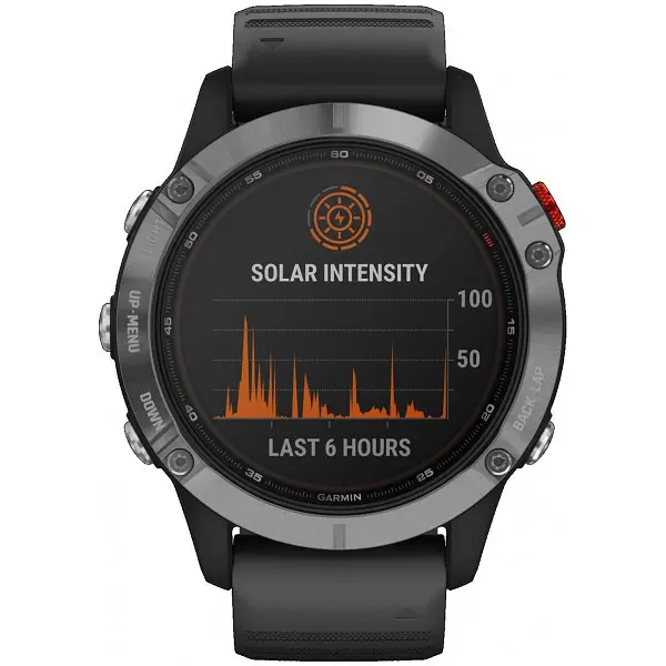 Смарт-часы Garmin Fenix 6 Solar Silver with black band (010-02410-00) () - фото 2