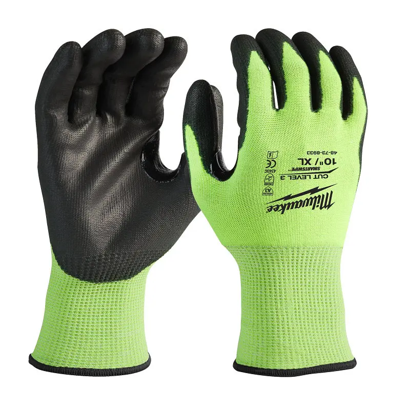 Рукавиці робочі сигнальні Hi-Vis Milwaukee з опором порізам 3/C рівня розмір 8/M 144 пари - фото 2