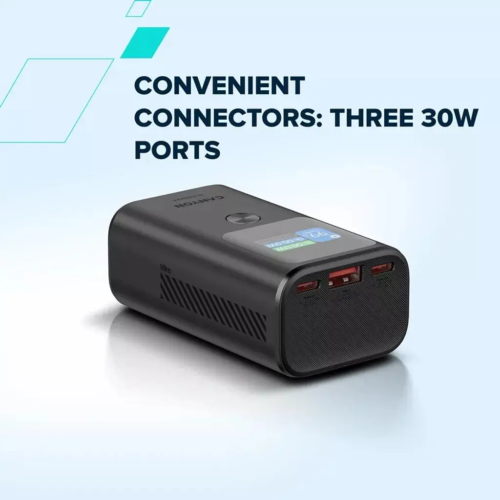 Батарея універсальна Canyon 10000mAh OnPower 130 TFT PD/30W Dark Grey (CNS-CPB130DG) - фото 7
