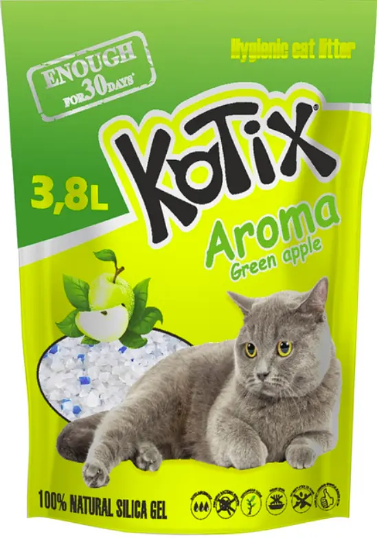 Наповнювач для котячого туалету Kotix Green Apple силікагелевий з ароматом яблука 3.8 л KN7455